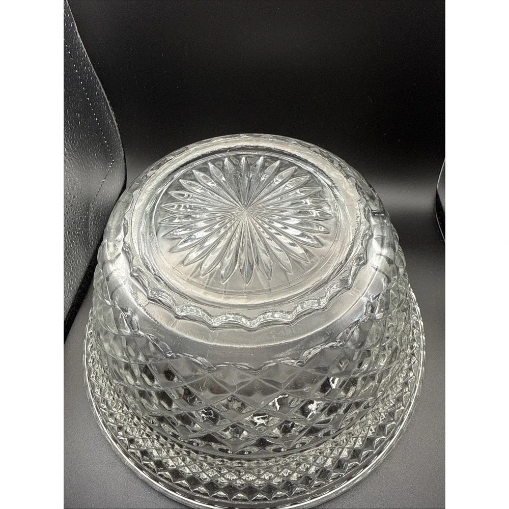 Vintage Anchor Hocking Wexford Clear Glass Salad Bowl Punch Bowl Stand 9.5